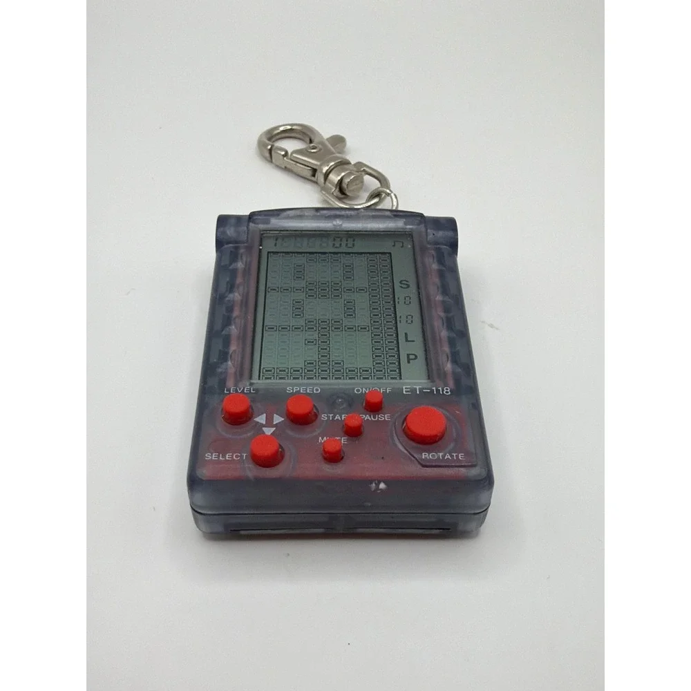Vintage Brick Game Keychain Grey Red ET-118 Retro Handheld Console